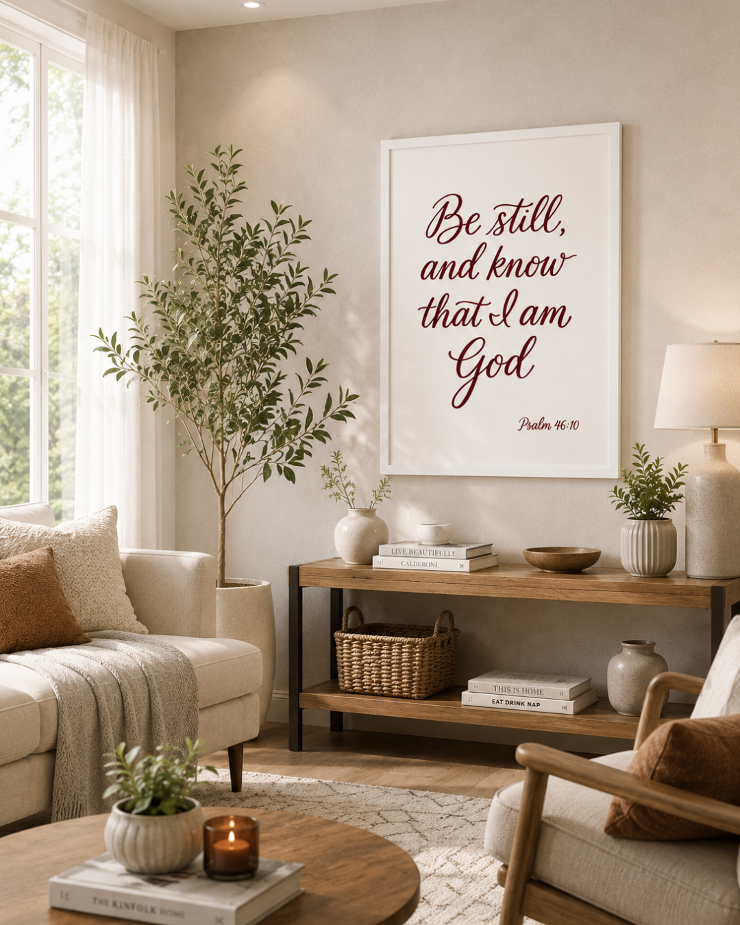 "Be Still and Know That I Am God" Framed Print – Psalm 46:10 Wall Art