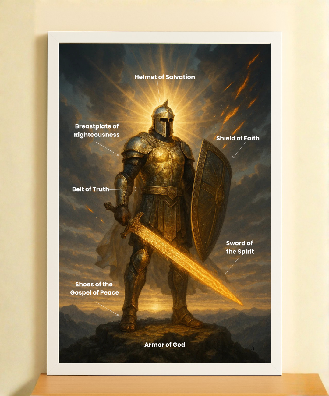 Armor of God – Christian Strength & Protection Wall Frame | Bible Verse Wall Art | Jesus Christ Home Decor | Inspirational Bible verse Frame in English