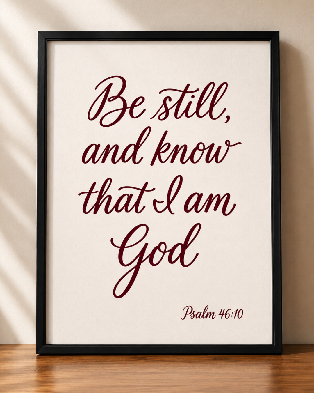 "Be Still and Know That I Am God" Framed Print – Psalm 46:10 Wall Art