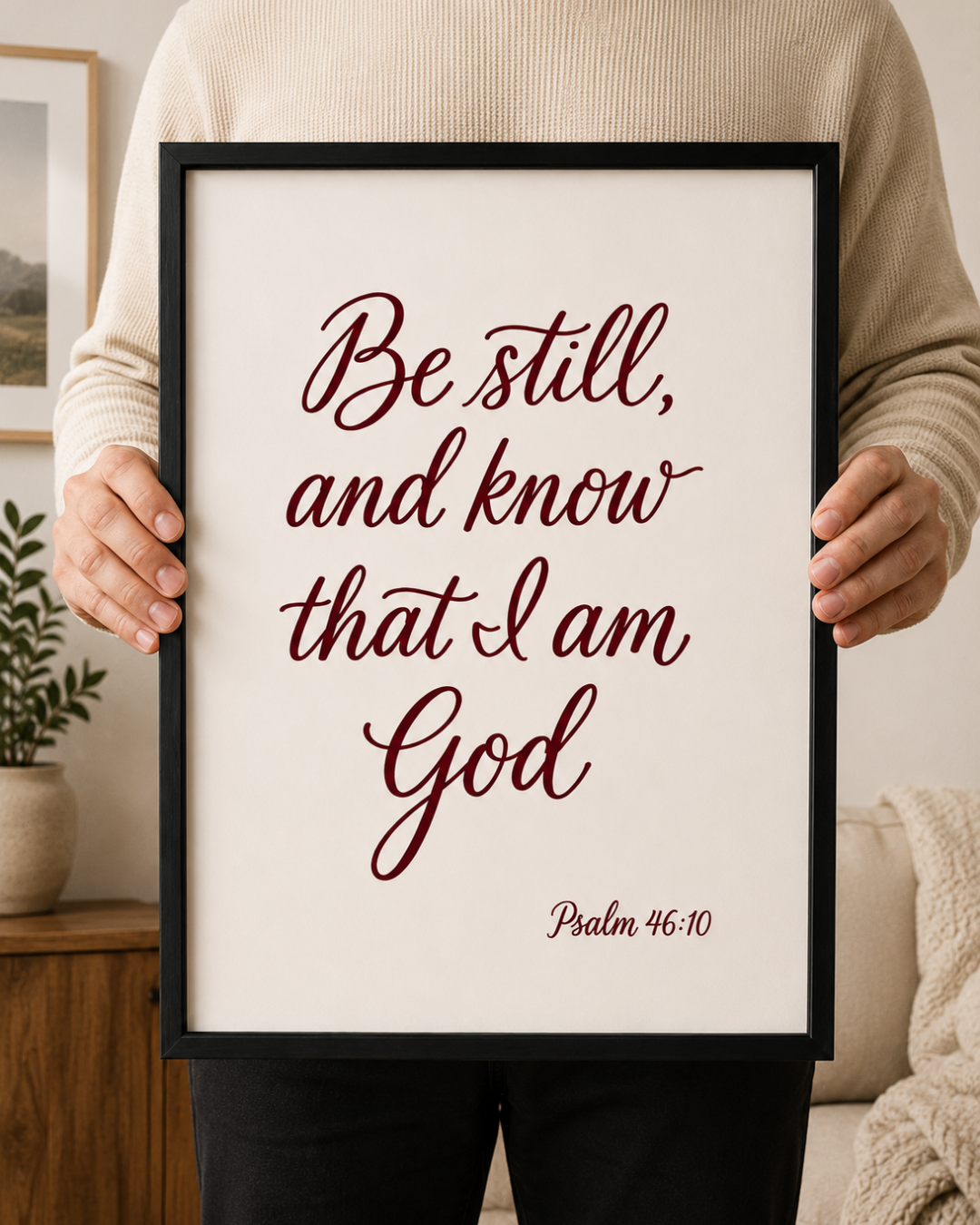 "Be Still and Know That I Am God" Framed Print – Psalm 46:10 Wall Art