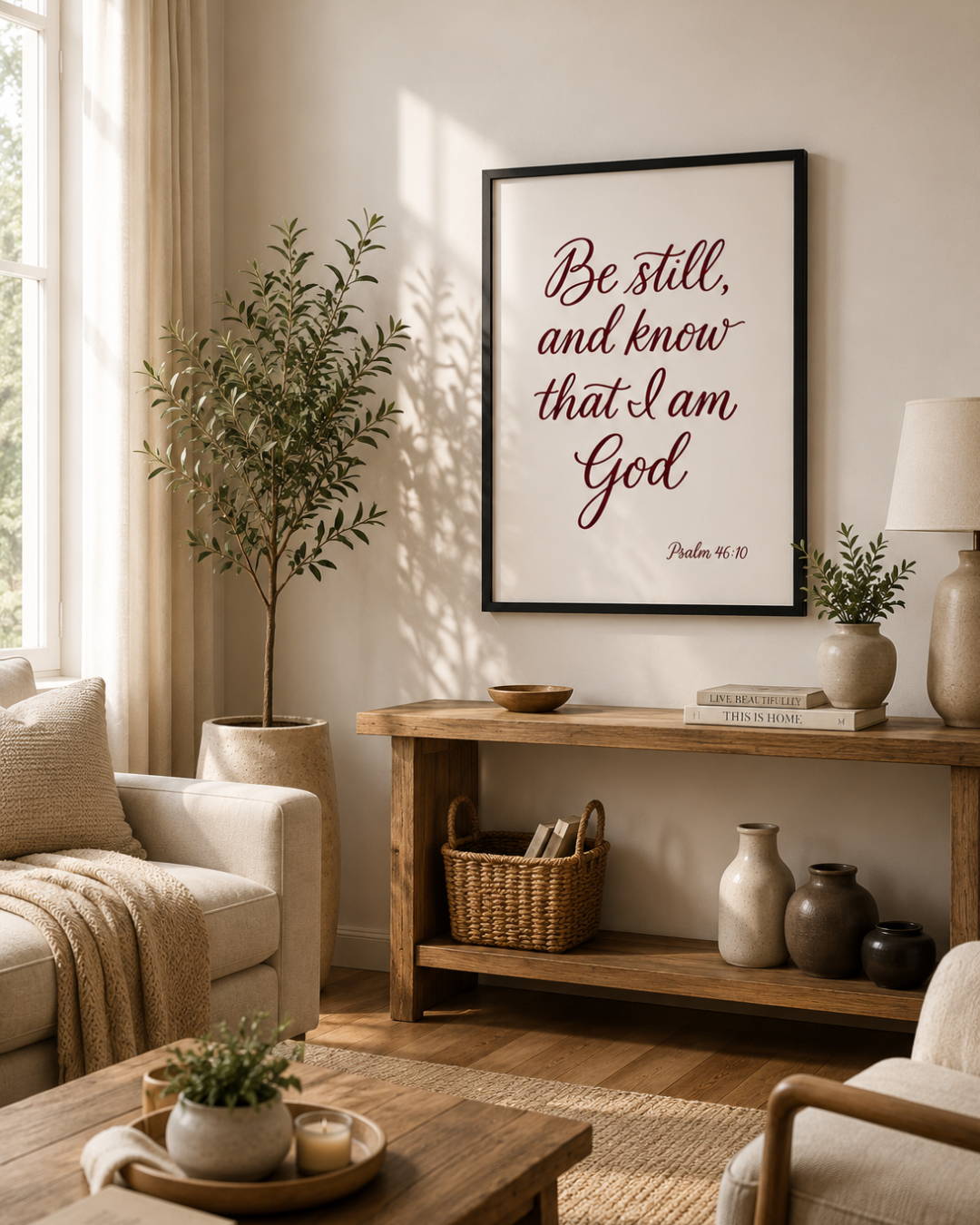 "Be Still and Know That I Am God" Framed Print – Psalm 46:10 Wall Art
