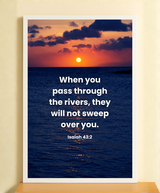 Bible Verse Frame – Isaiah 43:2 Christian Wall Art for Home Decor | Bible Verse Wall Art | Bible Verse Print  in English | jesus verse frame