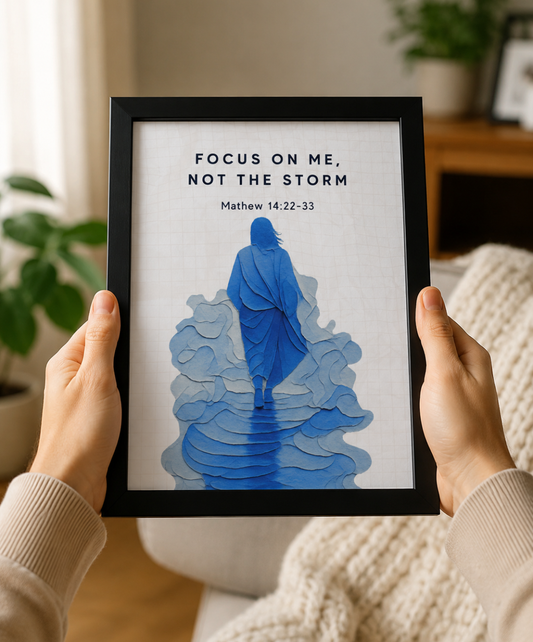 Focus On Me, Not the Storm – Matthew 14:22-33 | Bible Verse Photo Frame