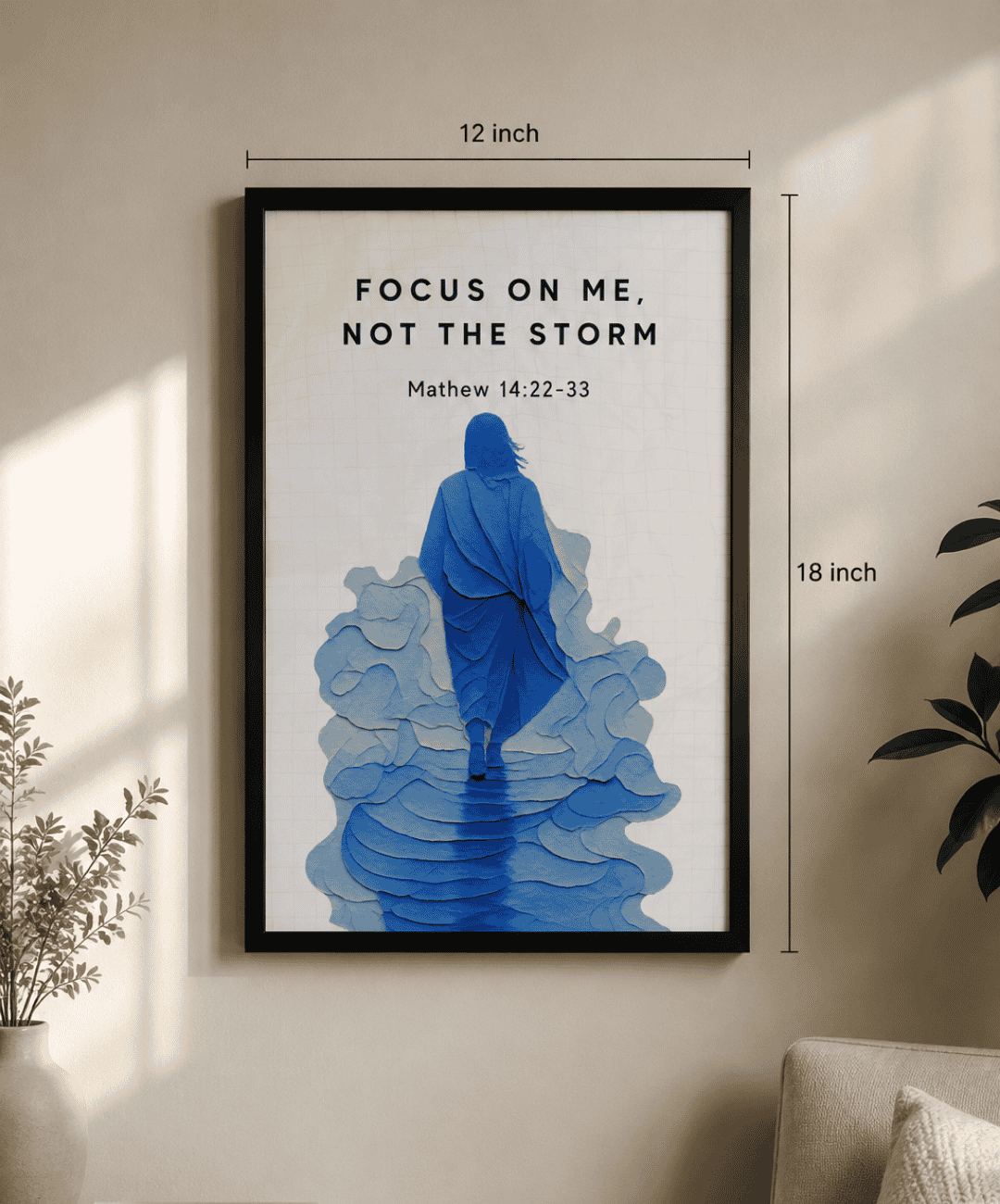 Focus On Me, Not the Storm – Matthew 14:22-33 | Bible Verse Photo Frame