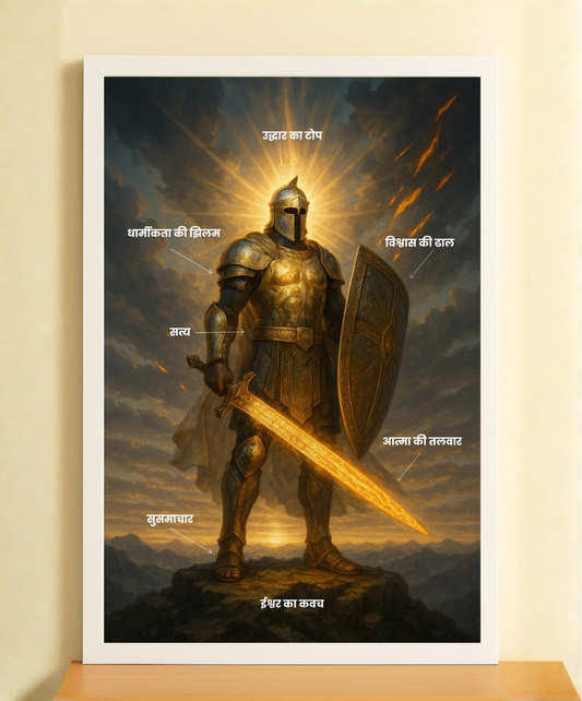 परमेश्वर का कवच – Christian Wall Art Frame in Hindi | Inspirational Bible Wall Art | Christian Home Decor