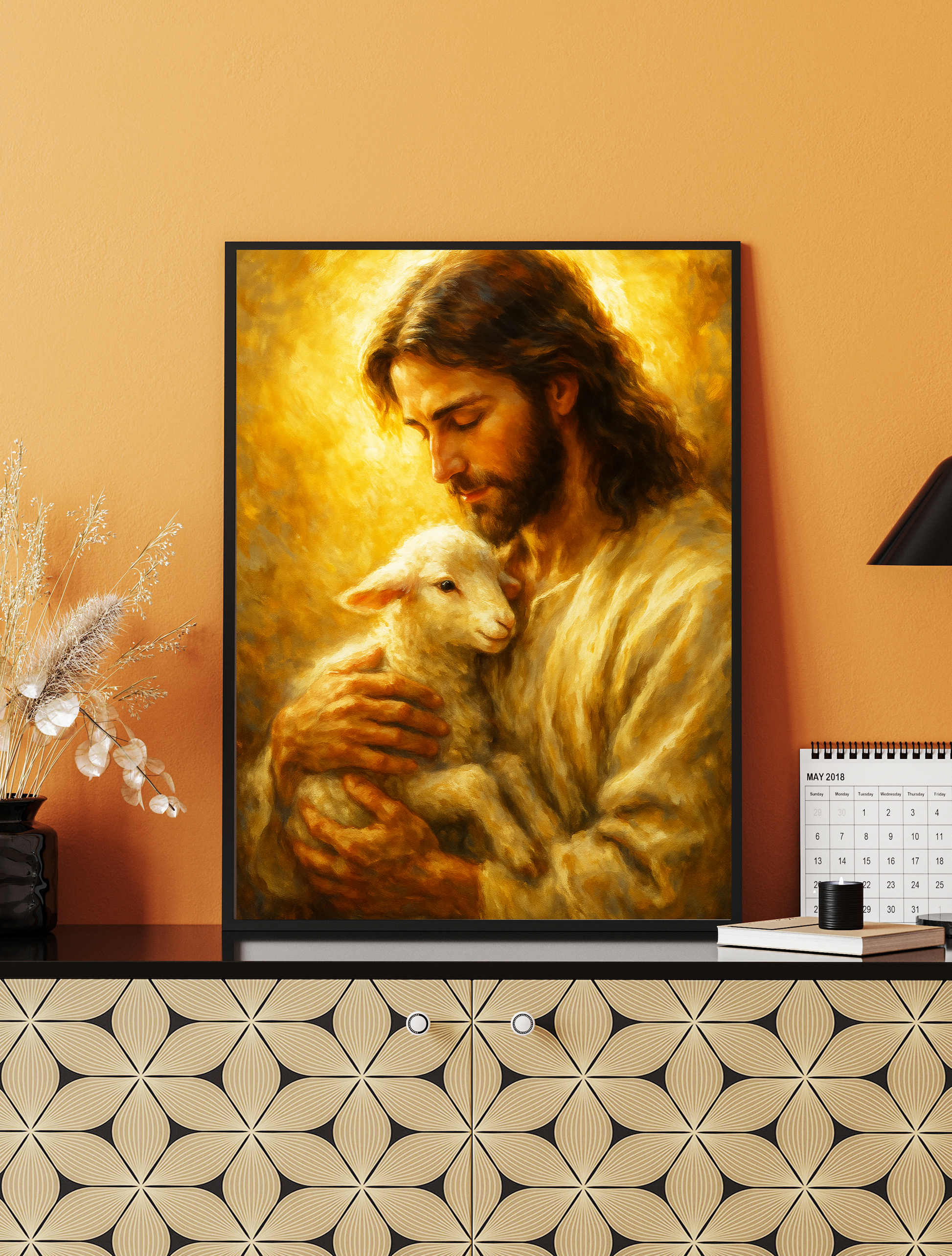 Divine Care Jesus with Lamb Frame
