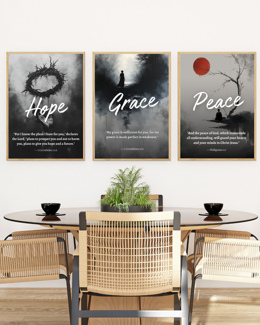 Faith-Inspired Frame Set – Hope, Grace, Peace