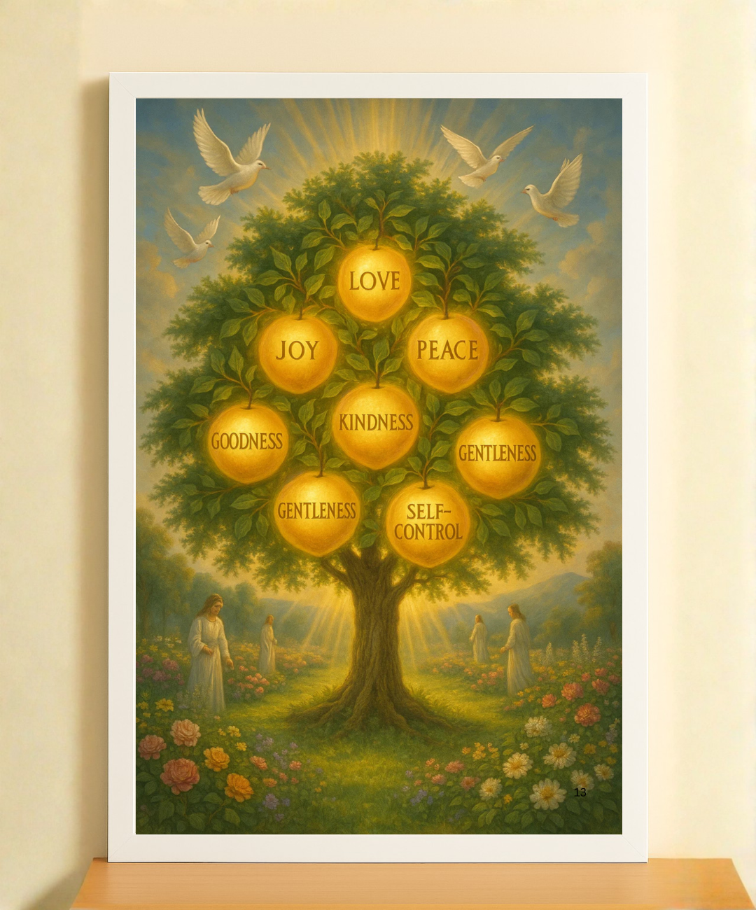 Fruits of the Spirit Tree – Christian Wall Art Photo Frame | Bible Verse Home Decor, Faith-Inspired Wall Frame, Inspirational Christian Gift