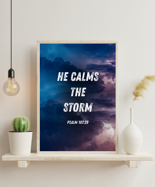 He Calms the Storm Bible Verse Frame