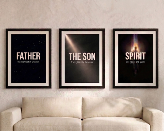 The Holy Trinity Bible Verse Photo Frame Set | Father, Son & Holy Spirit Christian Wall Art | Bible Verse Frame for Home Decor