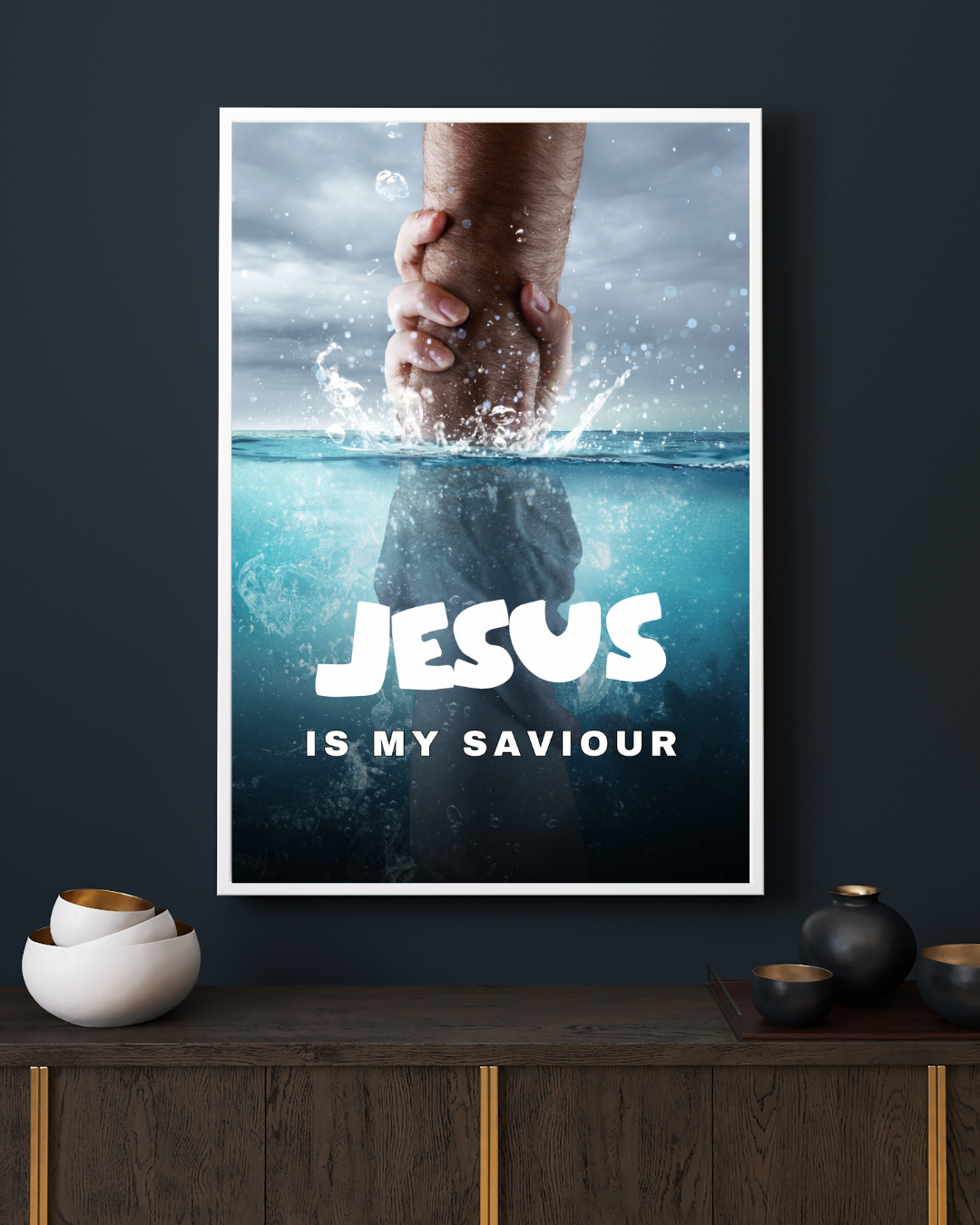 Jesus Saves – Modern Christian Wall Frame for Believers

