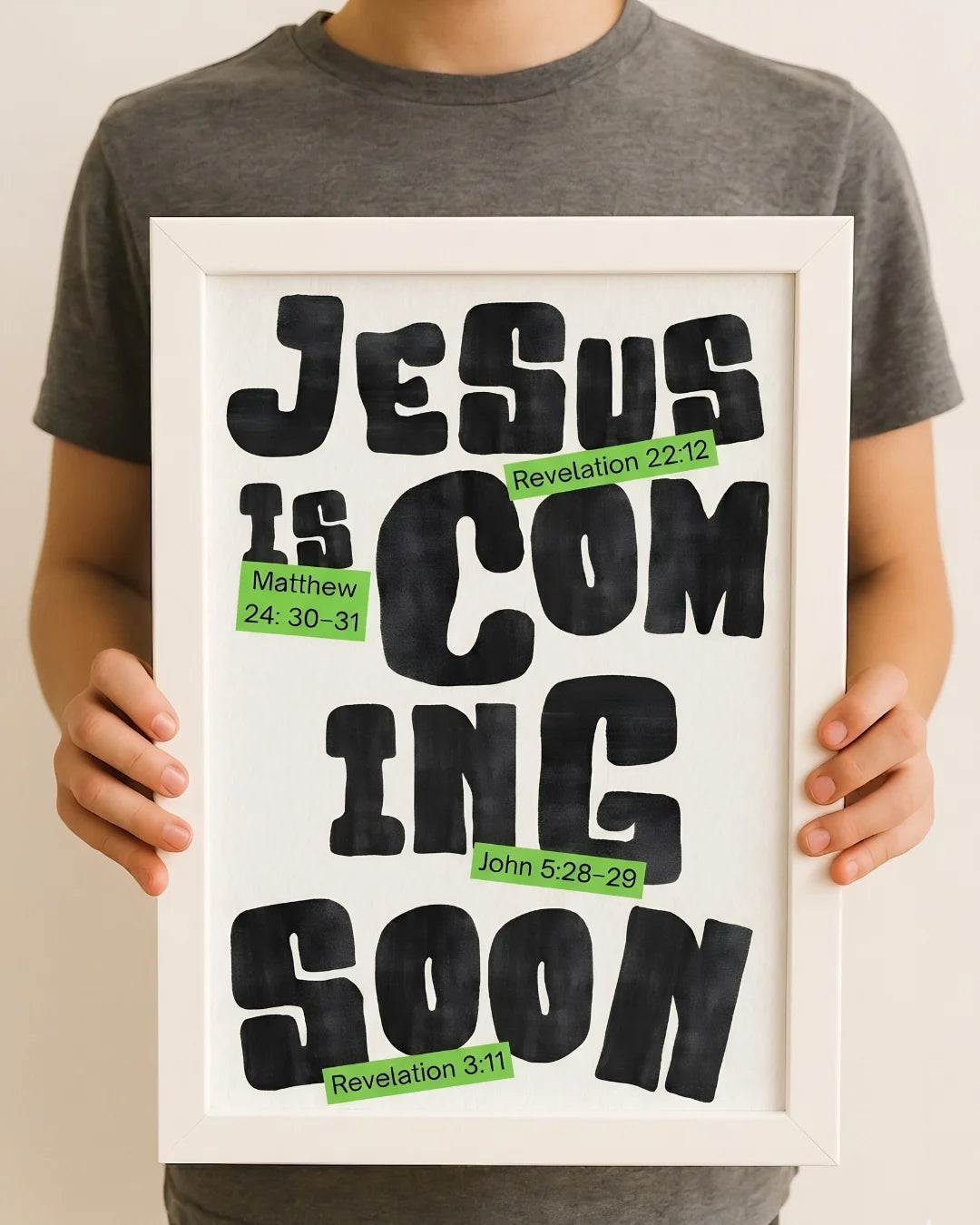 Jesus Is Coming Soon | Bible Verse Wall Art |Home Decor Photo Frame for Living Room & Office