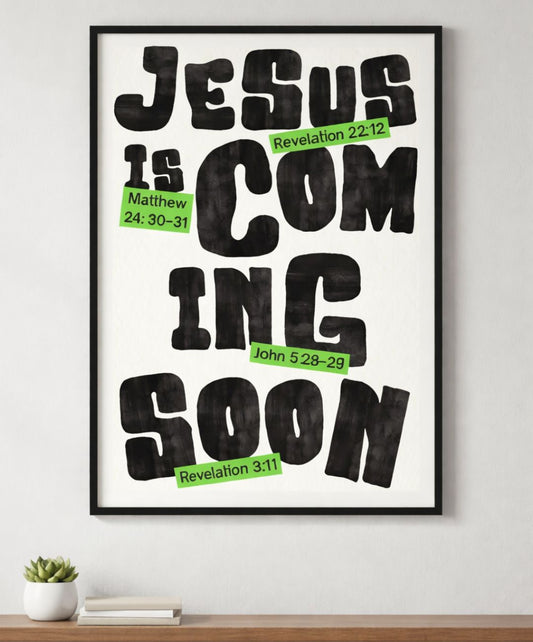Jesus Is Coming Soon | Bible Verse Wall Art |Home Decor Photo Frame for Living Room & Office