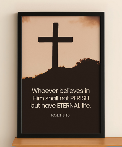 Christian Wall Frame – John 3:16 Scripture for Home Wall Decor