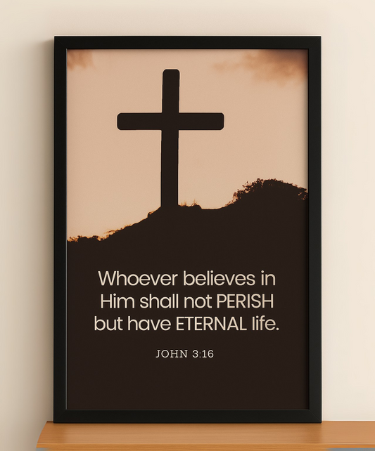 Christian Wall Frame – John 3:16 Scripture for Home Wall Decor