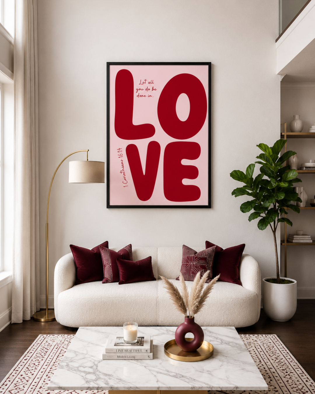 Let All You Do Be Done in Love" Framed Wall Art – 1 Corinthians 16:14 Print (White & Black Frame Options)