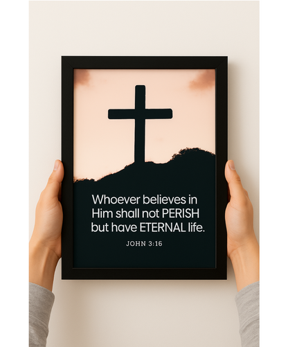 Christian Wall Frame – John 3:16 Scripture for Home Wall Decor