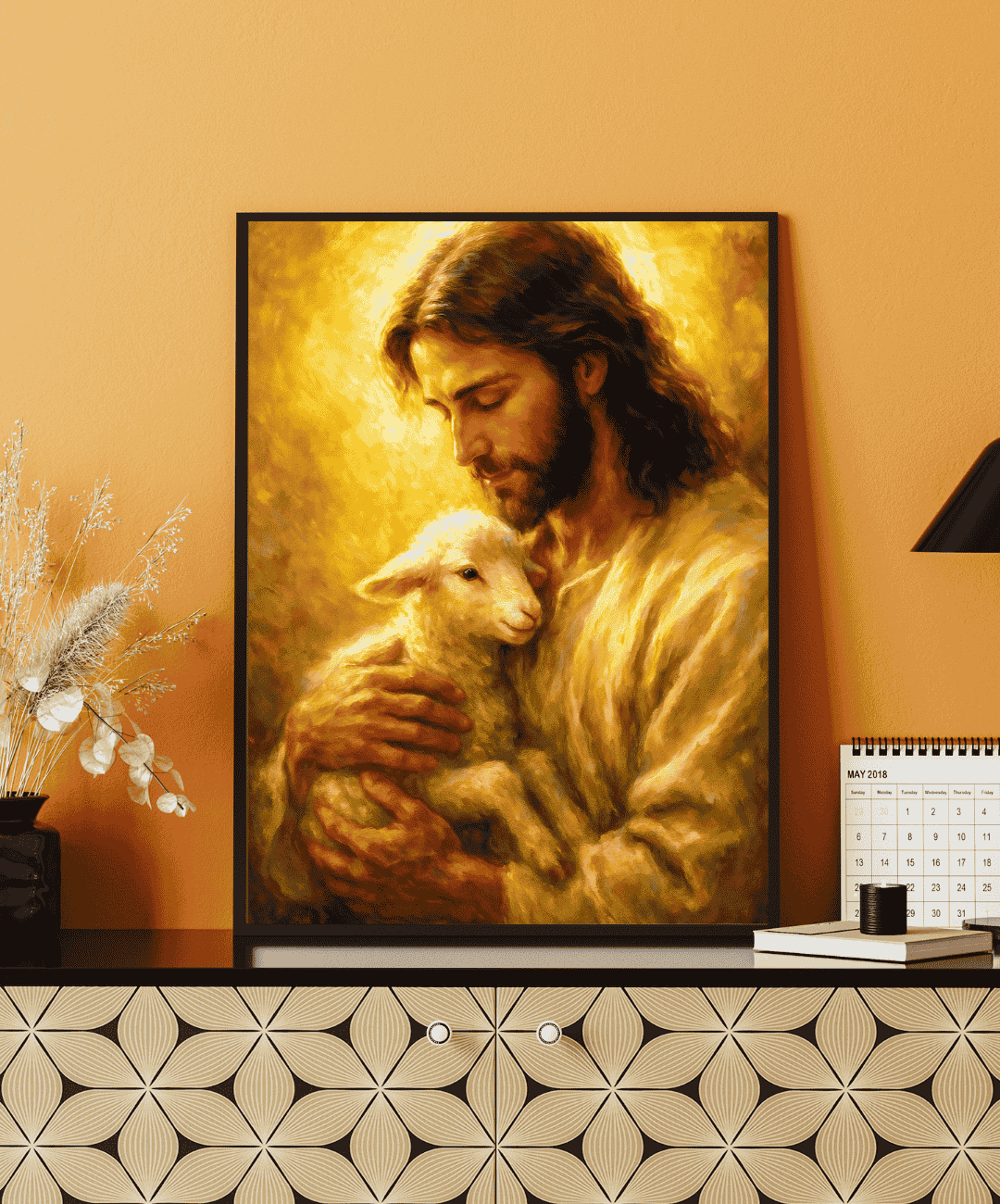 Divine Care Jesus with Lamb Frame