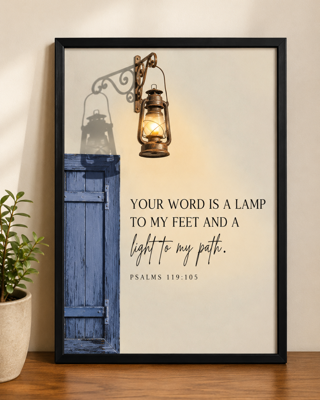 "Your Word Is a Lamp to My Feet" Framed Print – Psalm 119:105 Wall Art