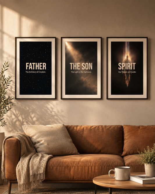 The Holy Trinity Bible Verse Photo Frame Set | Father, Son & Holy Spirit Christian Wall Art | Bible Verse Frame for Home Decor