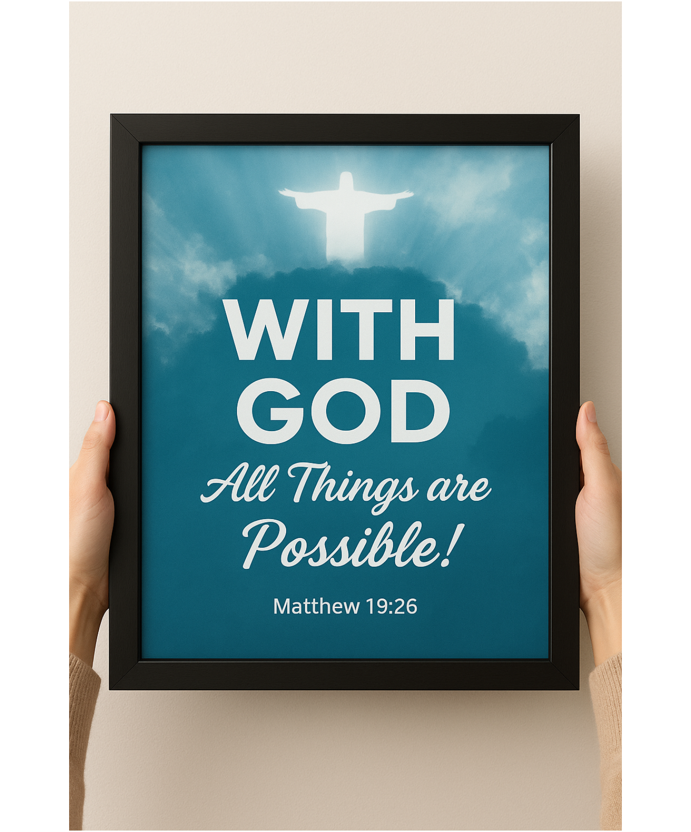 With God All Things Are Possible – Inspirational Wall Frame | scripture wall frame | Bible verse wall Frame | Home Decor Bible verse frame